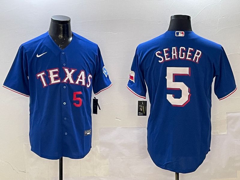 Men Texas Rangers #5 Seager Blue Game 2025 Nike MLB Jersey style 3->texas rangers->MLB Jersey